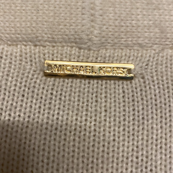 NWT Michael Kors Open Front Cardigan, Size M Color Cream-Army Green - Picture 7 of 9